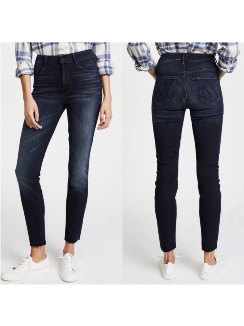 MOTHER High Waisted HW Looker Ankle Fray Jeans in Night Owl Wash Size 28